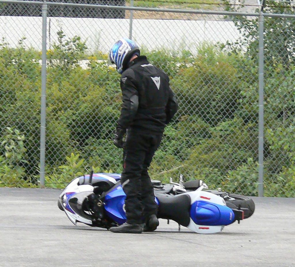 Bike crash from lack of control