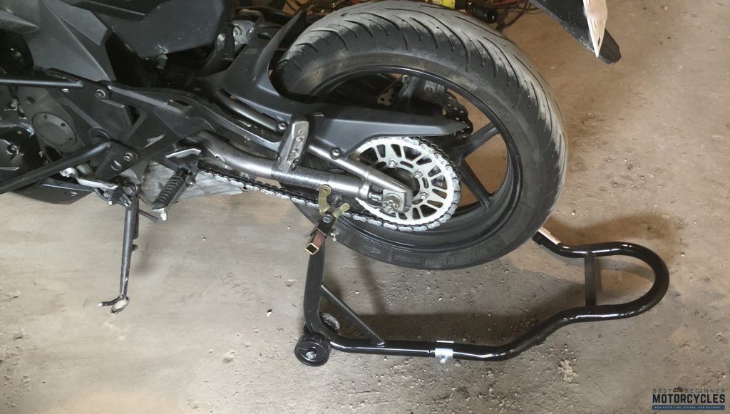 Bike on a rear wheel stand (author's picture)