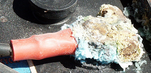 Corrosion on a battery lead