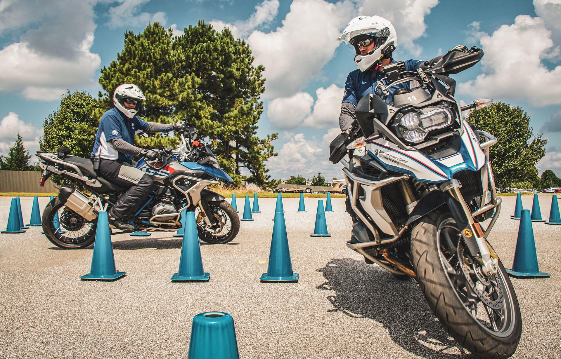 Riders practicing essential safety skills during "Five to Survive" training