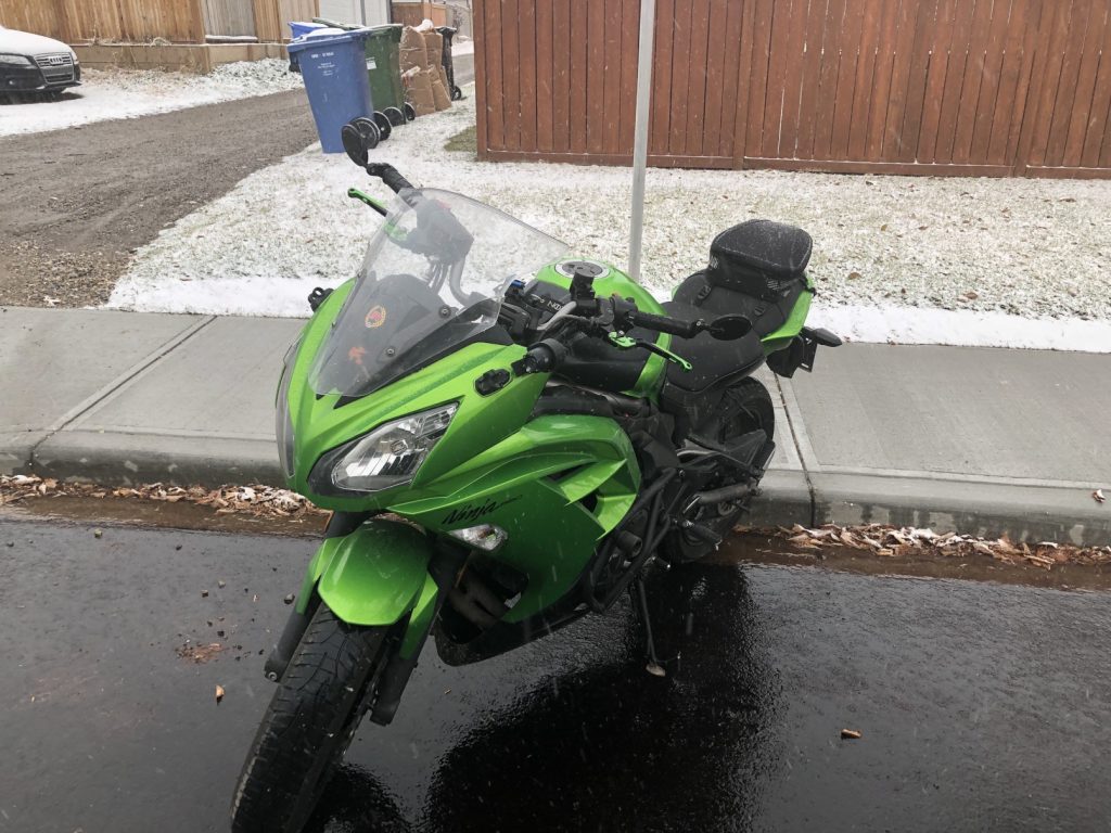 Writer's bike at a gentle angle on a gentle slope