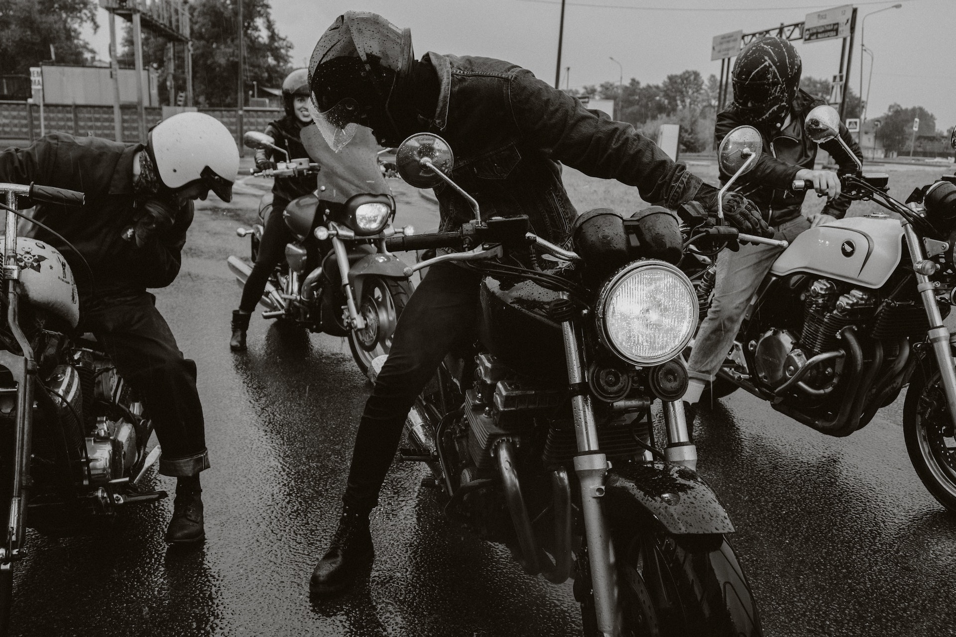 black and white photo of bike riders