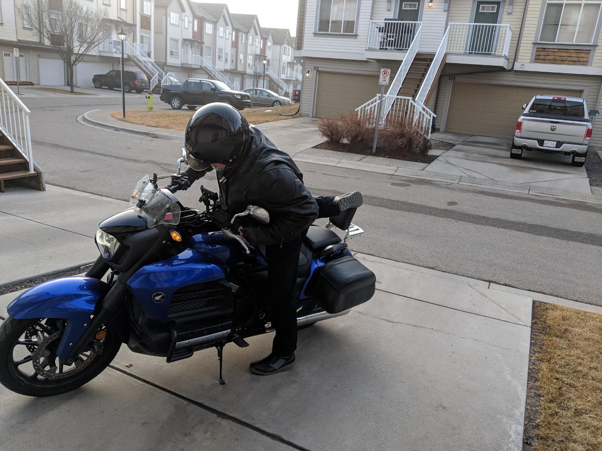 Leg halfway over the seat