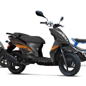 Collage of 2022 scooters on white background