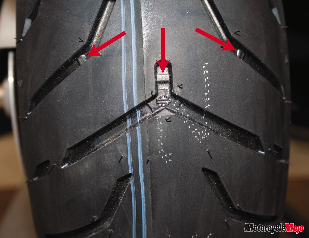 Motorcycle tire wear indicator