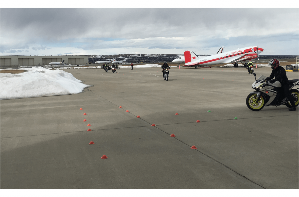 Motorcycle school 'L' turn exercise